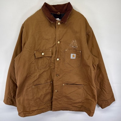 古着 カーハート Carhartt ダック ジャケット カバーオール ブランケットライナー 大きいサイズ 50 ブラウン系 メンズ