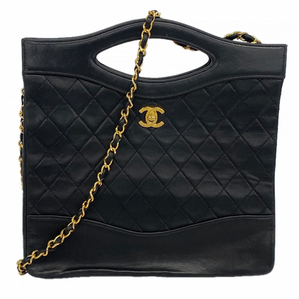 【6dc3190-k】シャネル ハンドバッグ マトラッセ チェーンショルダー ラムスキン ブラック ゴールド金具 2wayバッグ【中古】レディース