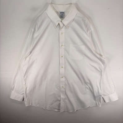 古着 ブルックスブラザーズ Brooks Brothers 長袖シャツ ボタンダウン 胸ポケット 2XL ホワイト系 無地 メンズ