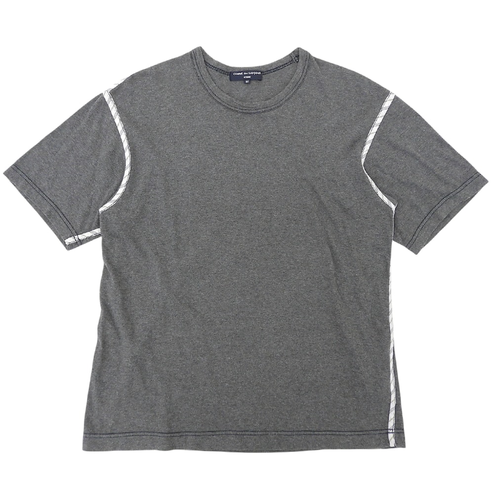 コムデギャルソンオム キュプラパイピング 半袖Tシャツ コットン トップス メンズ グレー M HQ-T025 M