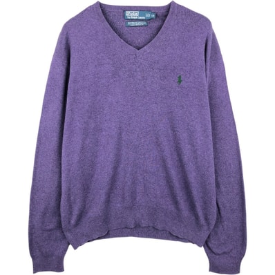 古着 ラルフローレン Ralph Lauren POLO by Ralph Lauren Vネック ピマコットンニットセーター メンズL相当/eaa654163