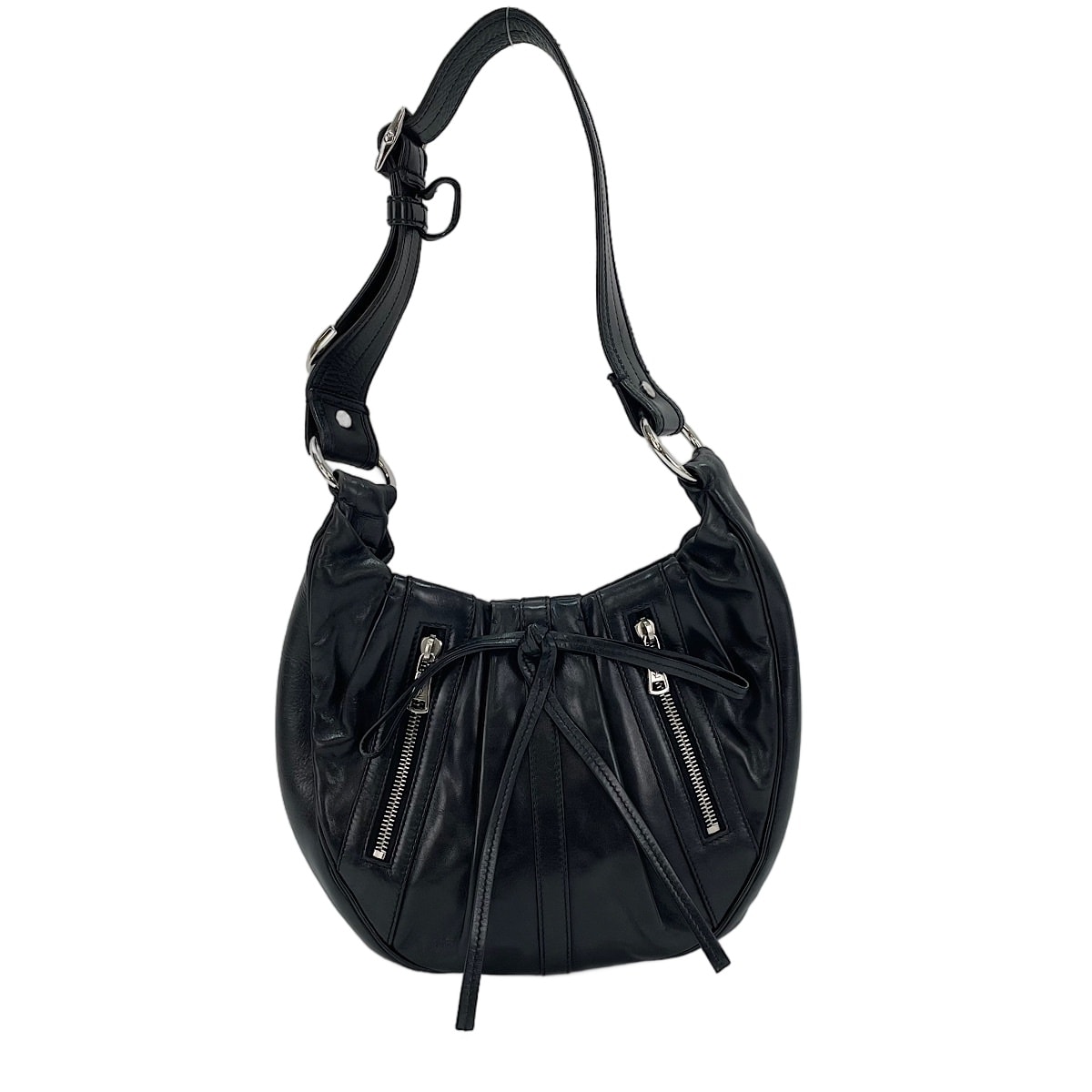 イヴ・サンローラン YSL レザー クラッシックプリーツ ホーボー ショルダーバッグ【中古】