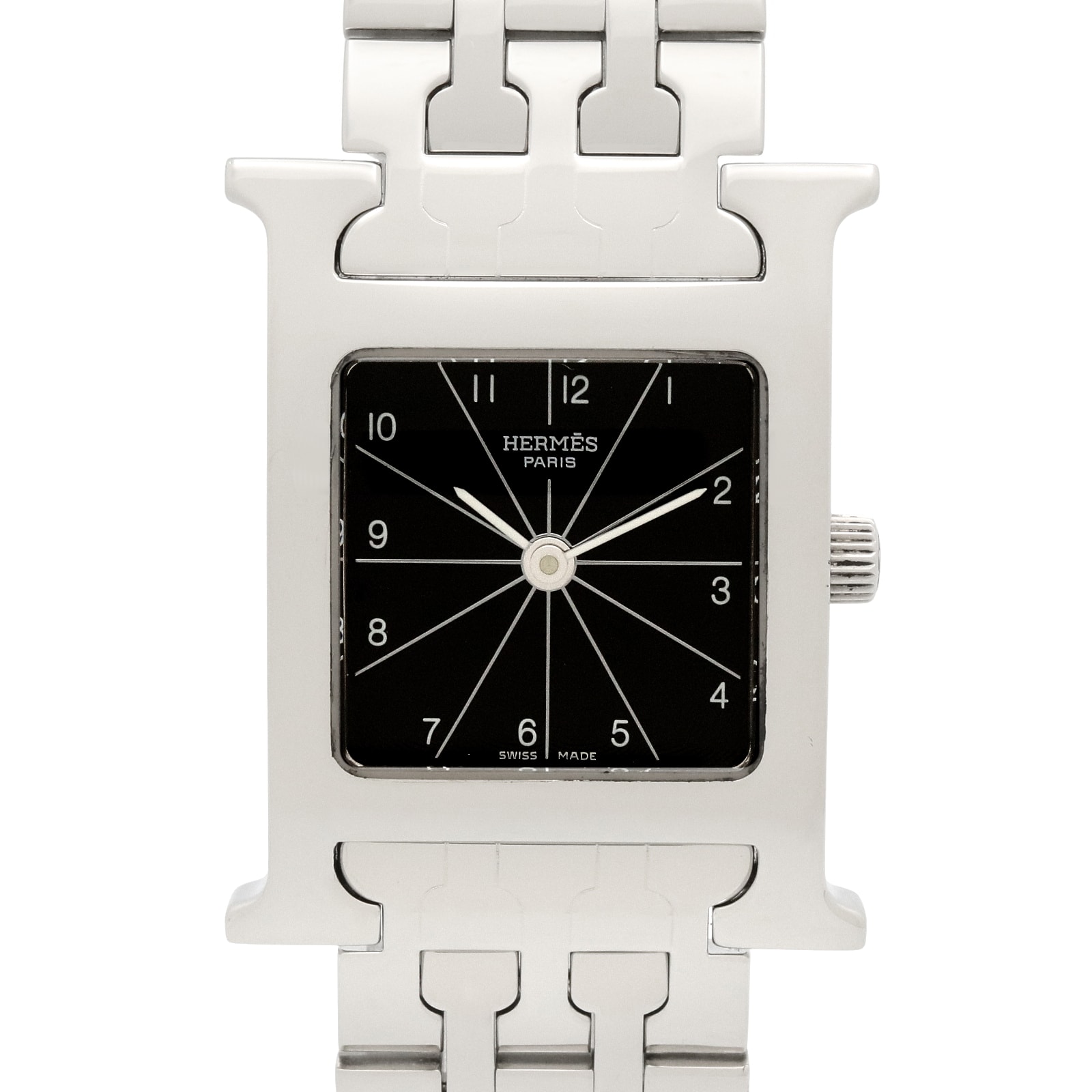 エルメス HERMES Hウォッチ 腕時計 時計 ステンレススチール レディース ブラック系 HH1.210 【中古】