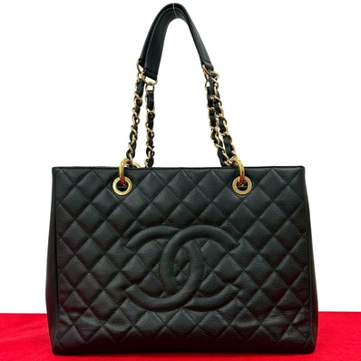 CHANEL シャネル マトラッセ ココマーク マットキャビアスキン トートバッグ ブラック
21104