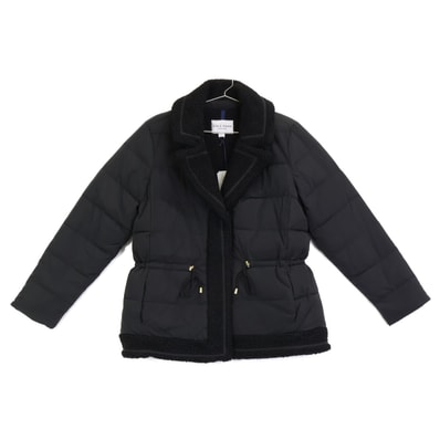 コールハーン 353SD228 ブラック ボア Wカーリーファーライン タフタダウンジャケット L