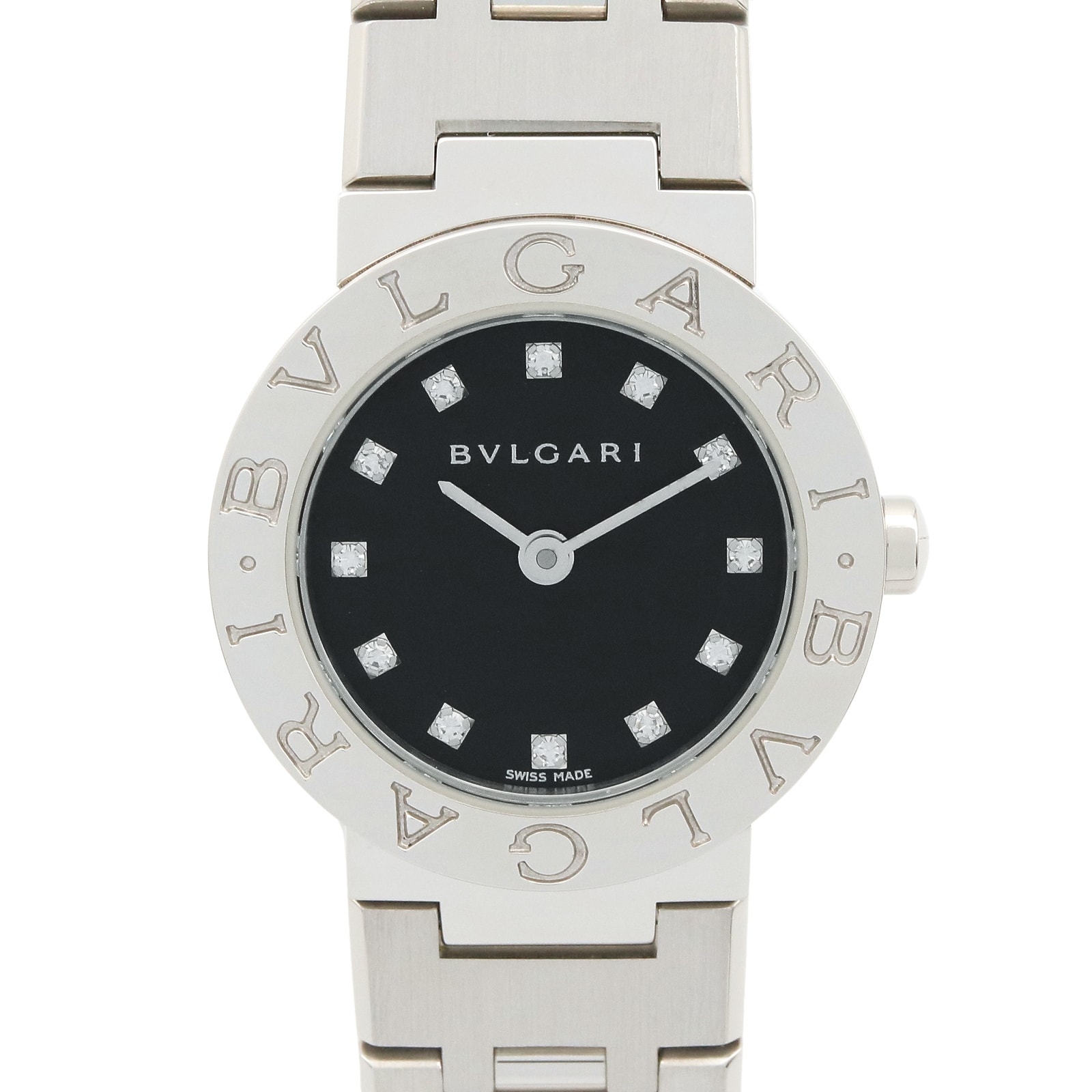 ブルガリ BVLGARI ブルガリ ブルガリ 12Pダイヤ 腕時計 時計 ステンレススチール ダイヤモンド レディース ブラック系 BB23SS 【中古】