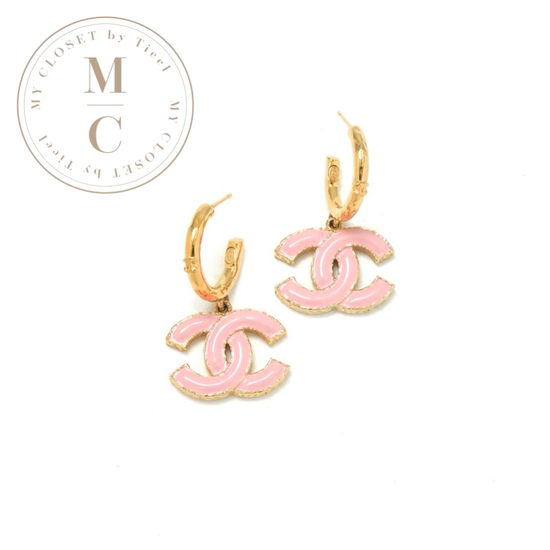 シャネル CHANEL ピアス イヤリング ゴールド ピンク ココマーク フープ