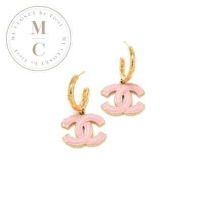 シャネル CHANEL ピアス イヤリング ゴールド ピンク ココマーク フープ