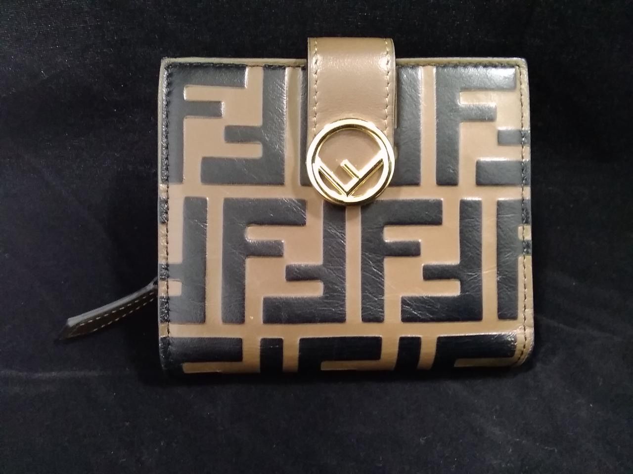 FENDI Two-Fold Wallet Leather Compact Wallet "Brown"