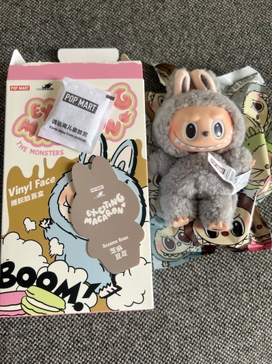 POP MART THE MONSTERS (LABUBU) Exciting Macaron Plush Series SESAME BEAN