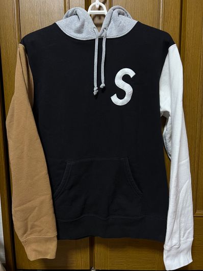 Supreme S Logo Colorblocked Hooded Sweatshirt "Black"