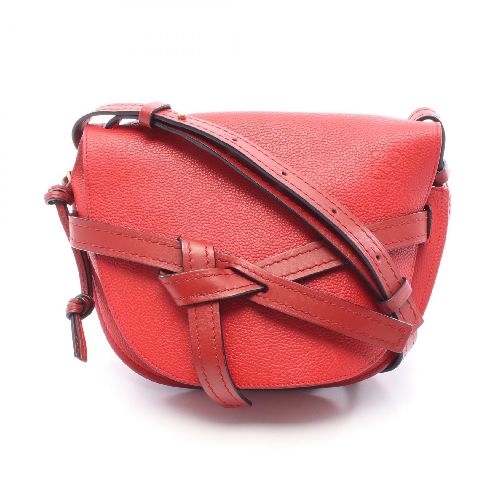 ロエベ LOEWE ゲート スモール ショルダーバッグ バッグ レザー レディース レッド系 【中古】