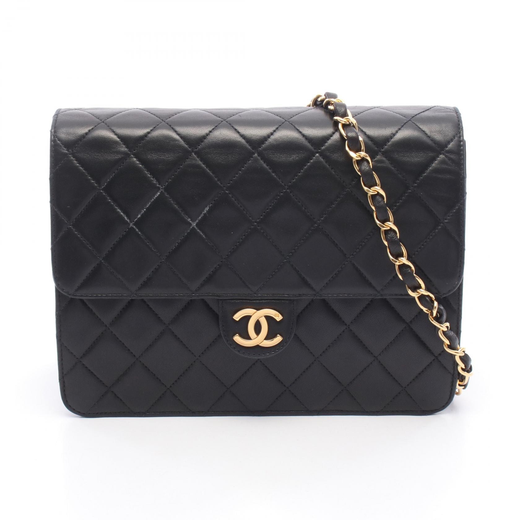 シャネル CHANEL マトラッセ シングルフラップ ショルダーバッグ バッグ ラムスキン(羊革) レディース ブラック系 【中古】