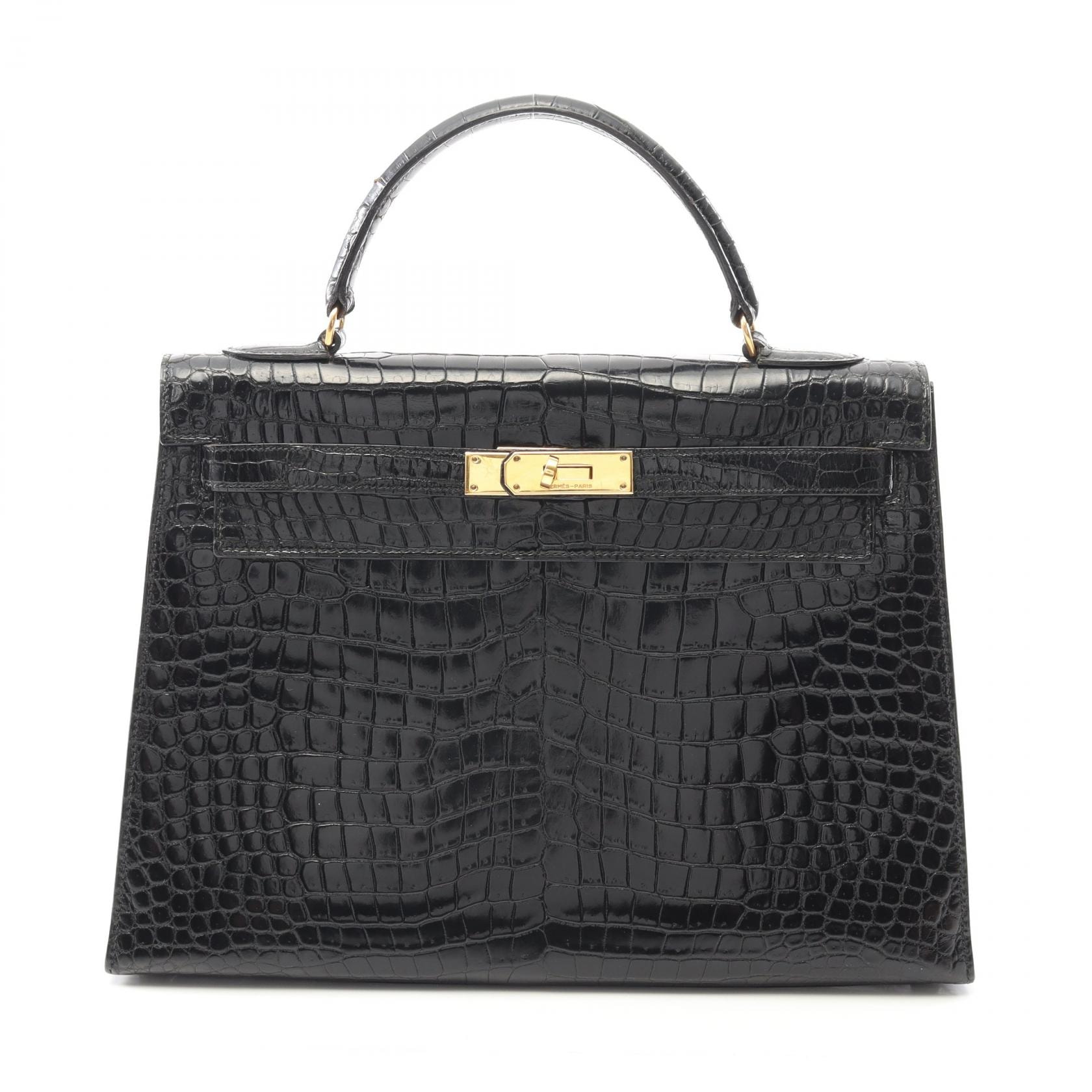 エルメス HERMES ケリー32 ハンドバッグ バッグ ポロサス ポロサス ○K刻印(1981年製造) レディース ブラック系 【中古】