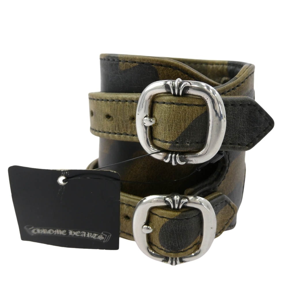 CHROME HEARTS クロムハーツ(原本無) ブレスレット DOUBLE RR CAMO ダブル ロックンロール レザー ガンスリンガー ブレスレット カモフラ カーキ系 ブラック系 1【中古】