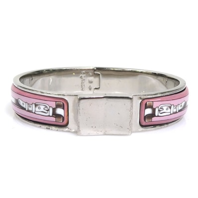 エルメス HERMES バングル ブレスレット クリッククラック メタル/エナメル シルバー/ピンク レディース【中古】 e62333a