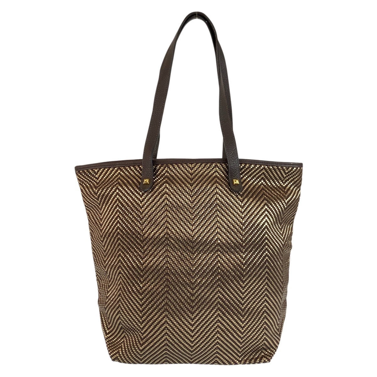 美品 HERMES エルメス カバ チェンナイ ブラウン ゴールド ポリエステル レザー/ トートバッグ ショルダーバッグ □L刻印 602012 【中古】