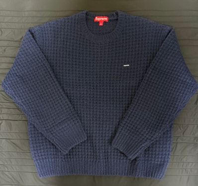 Supreme Small Box Waffle Sweater "Navy"