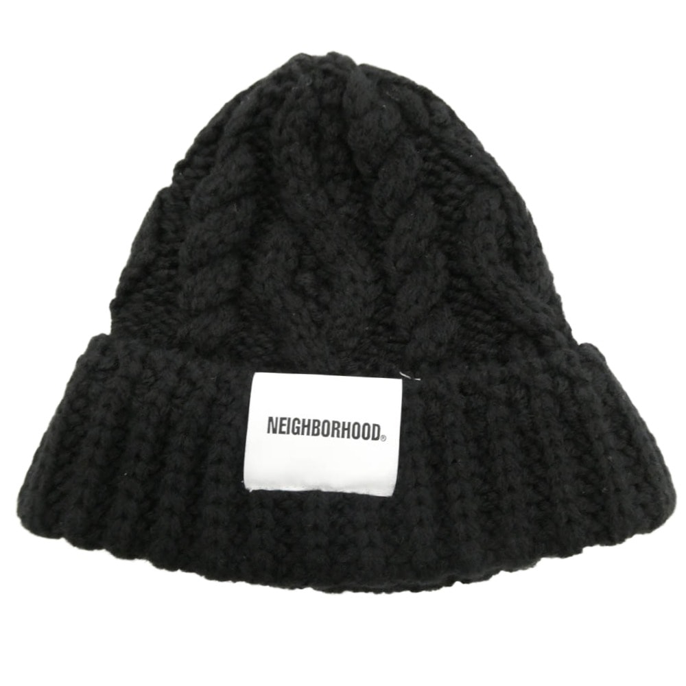 NEIGHBORHOOD ネイバーフッド 23AW 232FUNH-HT02 CABLE KNIT BEANIE ケーブル ニット ビーニー ニット帽 ブラック系 F【中古】