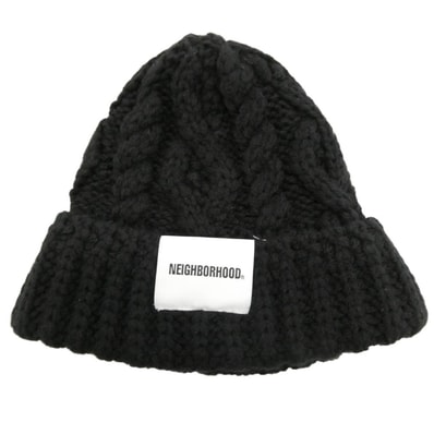 NEIGHBORHOOD ネイバーフッド 23AW 232FUNH-HT02 CABLE KNIT BEANIE ケーブル ニット ビーニー ニット帽 ブラック系 F【中古】