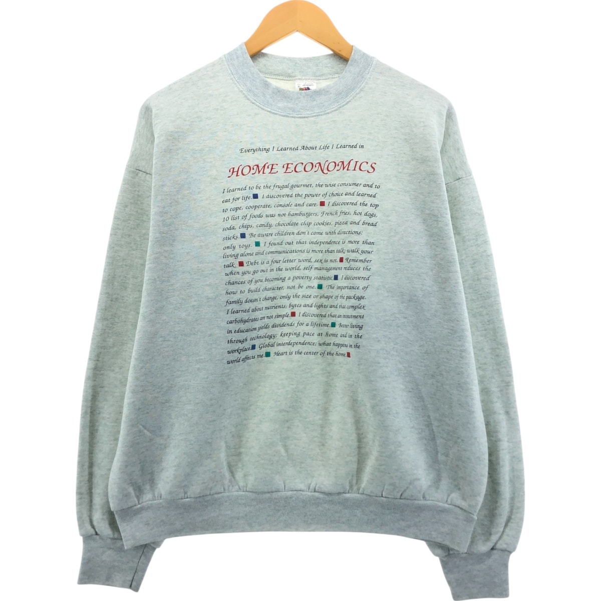 古着 90年代 フルーツオブザルーム FRUIT OF THE LOOM メッセージ プリントスウェットシャツ トレーナー USA製 メンズXL相当 ヴィンテージ/eaa557234