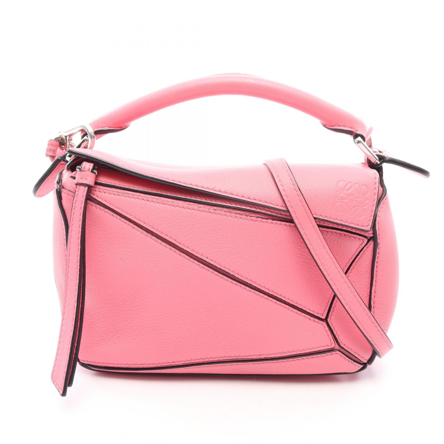 ロエベ LOEWE パズルバッグ ミニ 2WAY ハンドバッグ バッグ レザー レディース ピンク系 【中古】