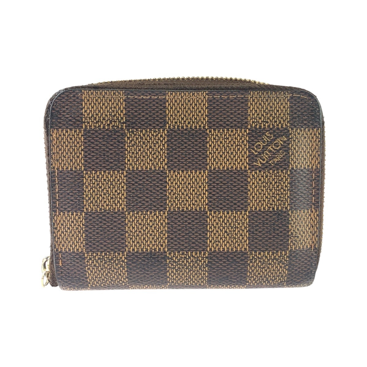 LOUIS VUITTON ルイヴィトン ダミエ ジッピーコインパース ブラウン ゴールド金具 PVC コインケース 小銭入れ カードケース 1-0294330 【中古】
