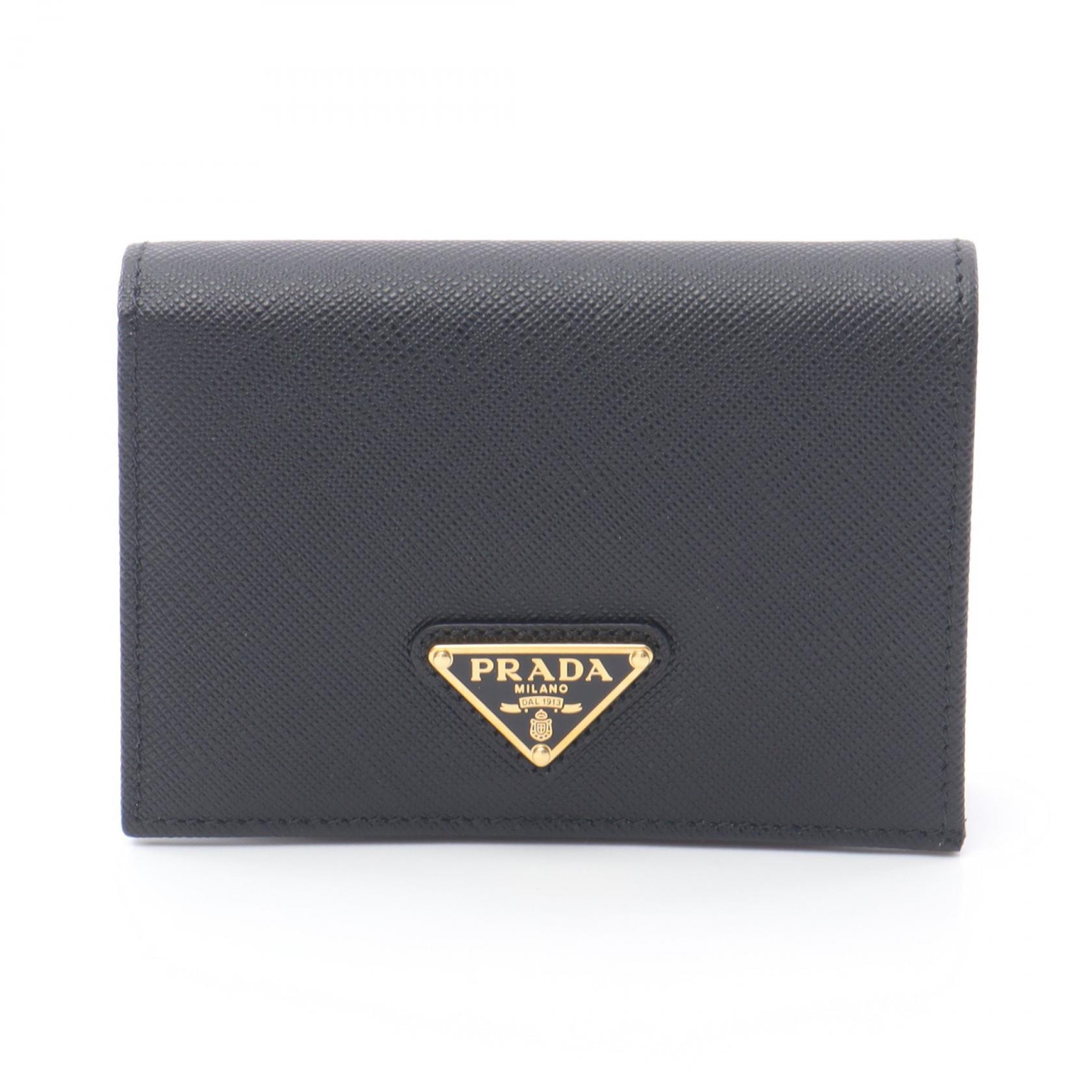 プラダ PRADA SAFFIANO TRIANG 二つ折り財布 財布 サフィアーノレザー レディース ブラック系 1MV021QHHF0002 【新品】