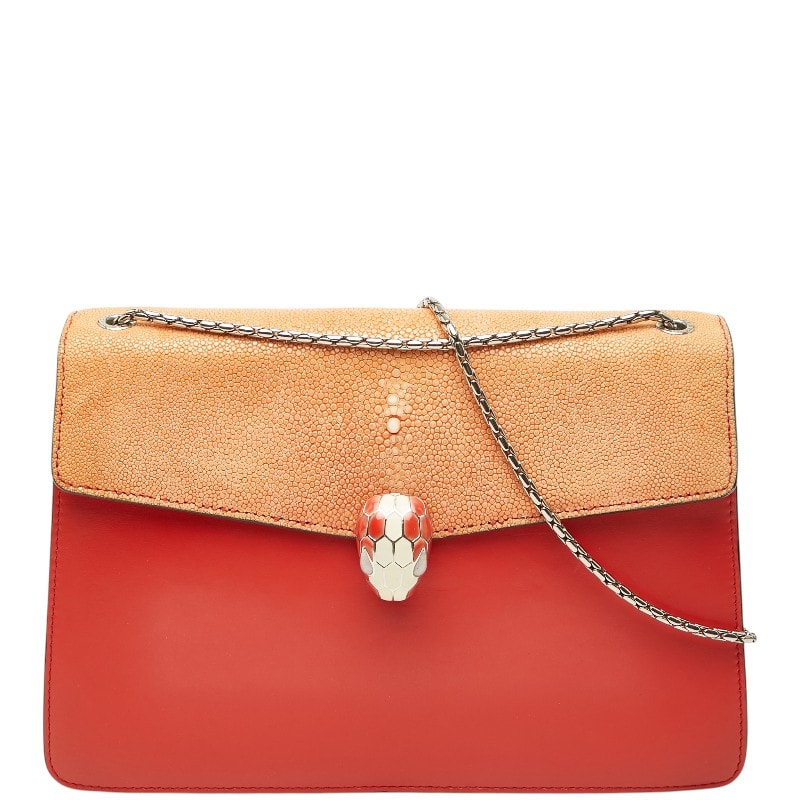 ブルガリ セルペンティ フォーエバー ショルダーバッグ ワンショルダー オレンジ系 レザー レディース BVLGARI 【中古】