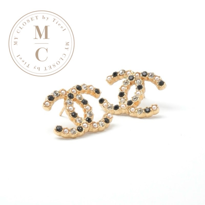 シャネル CHANEL ピアス ココマーク ラインストーン パール ゴールド