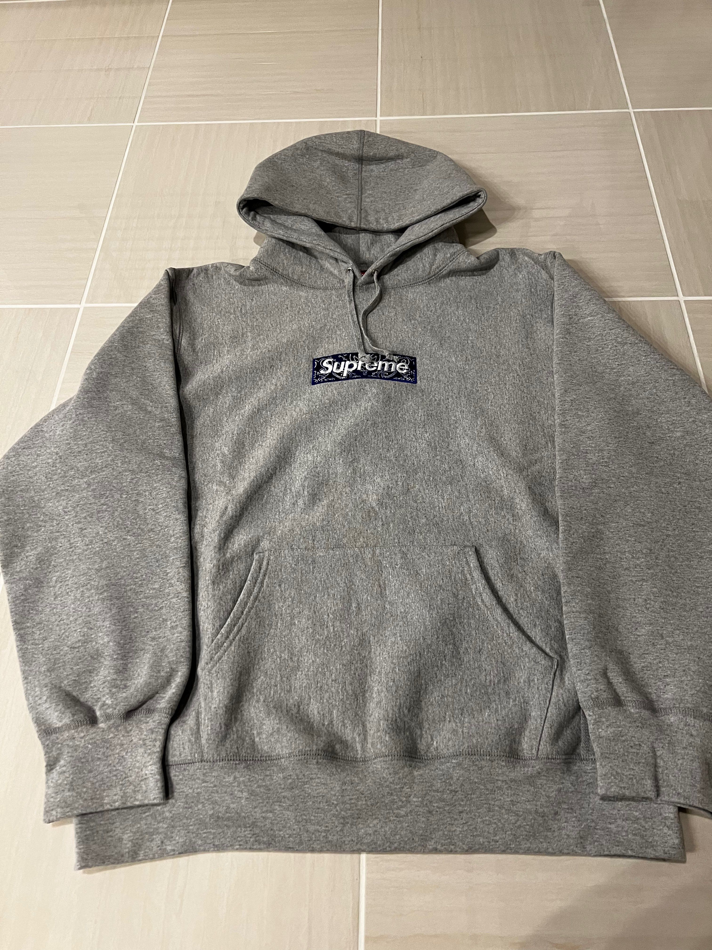 Supreme Bandana Box Logo Hooded Sweatshirt "Grey"