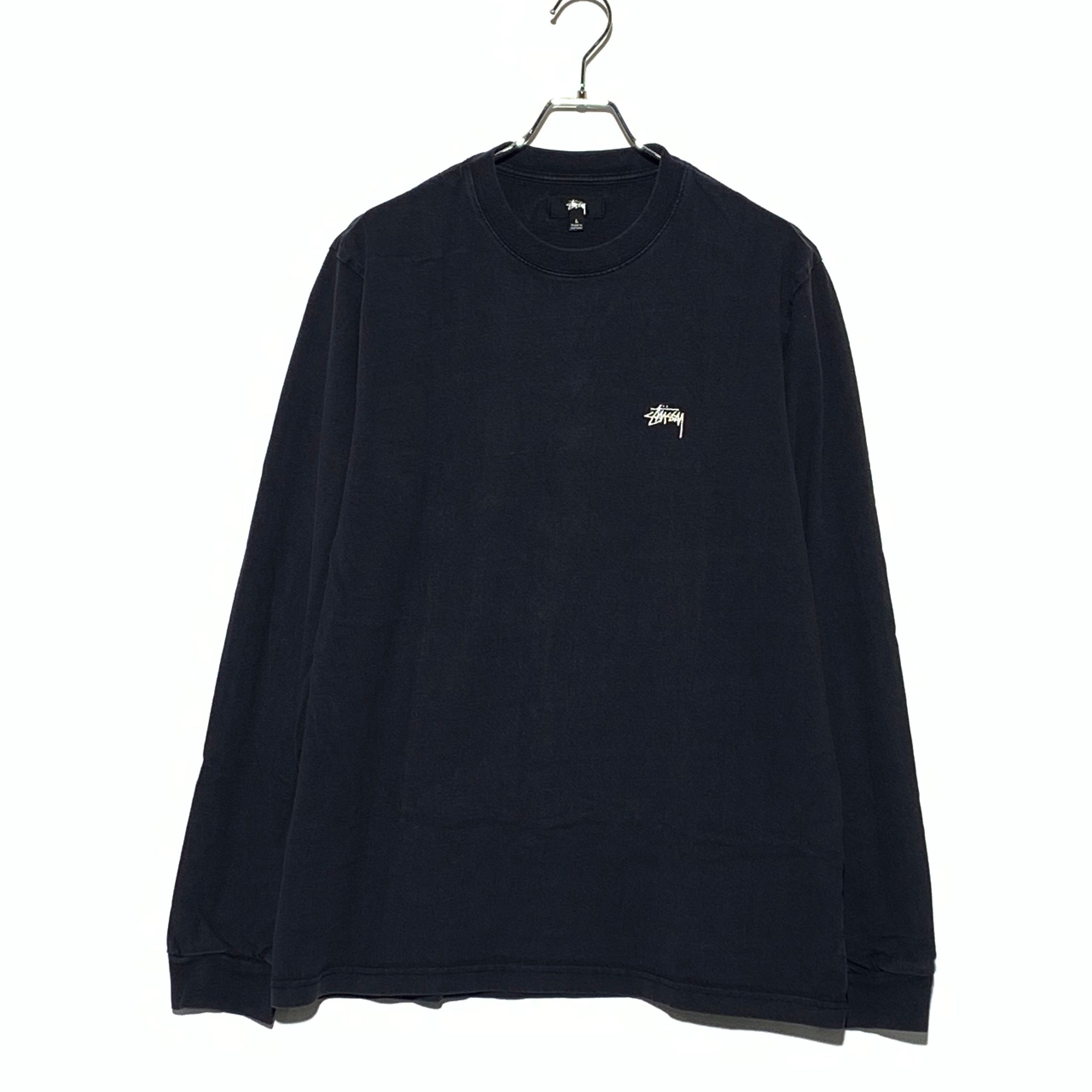 STUSSY STOCK LOGO LS CREW Black 