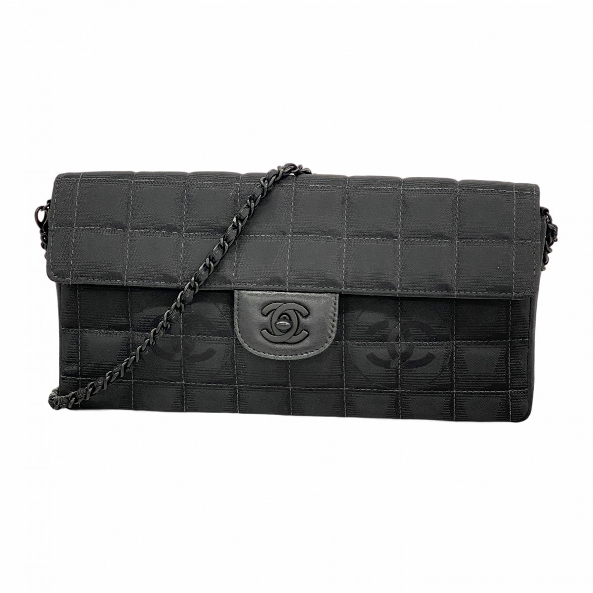 【6da0228-k】シャネル ショルダーバッグ ニュートラベル チェーンショルダー ナイロン ブラック【中古】レディース