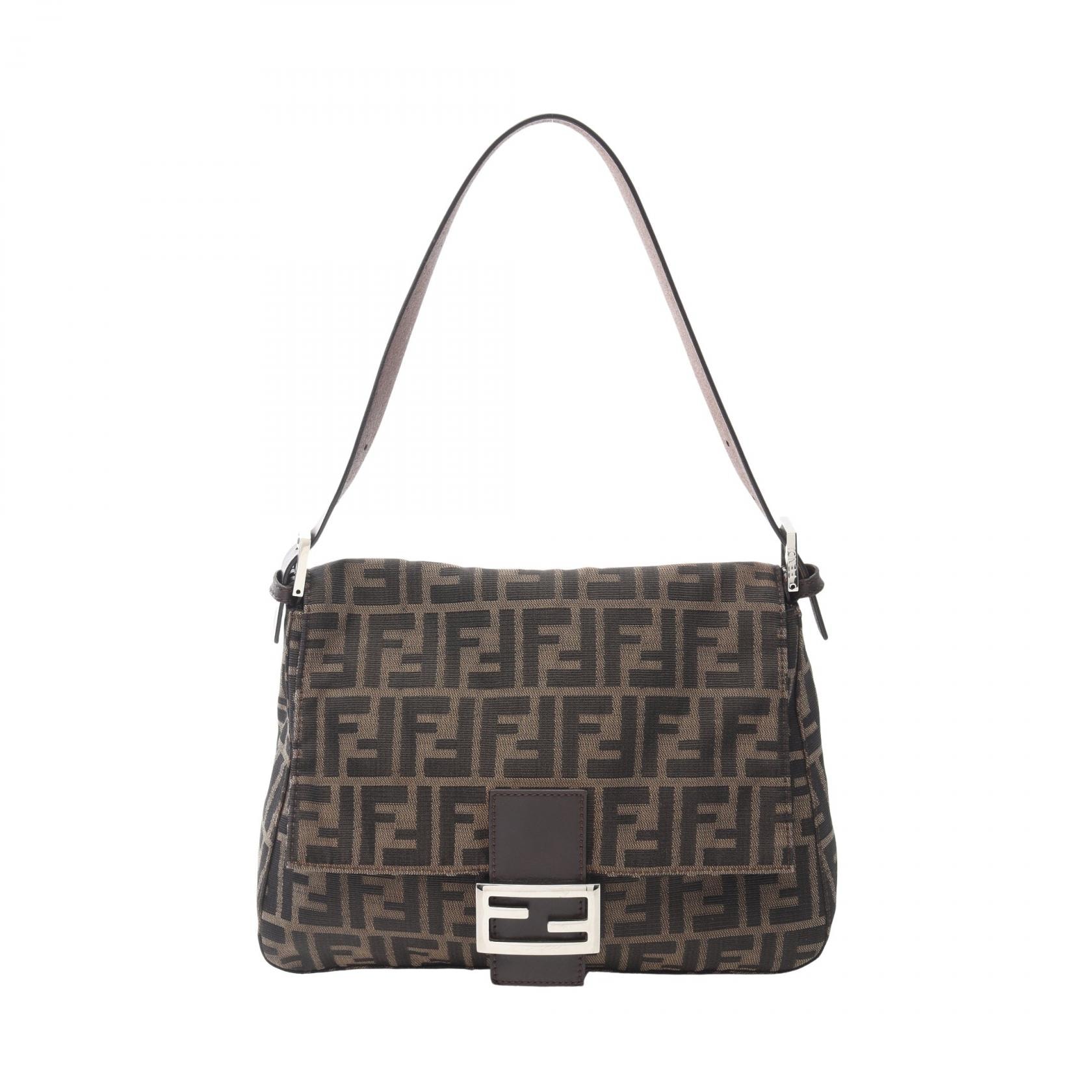 フェンディ FENDI ズッカ ショルダーバッグ バッグ キャンバス レザー レディース ブラウン系 【中古】