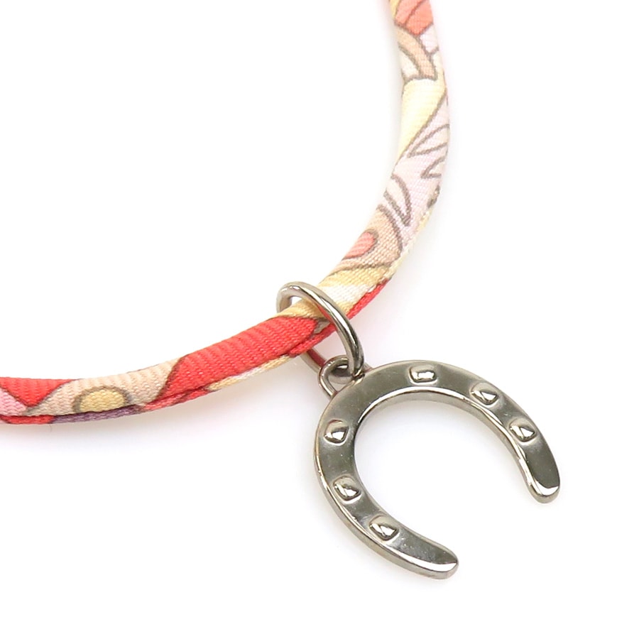 エルメス HERMES ネックレス トゥールビヨン シルク/メタル ピンク/シルバー レディース【中古】 e61149a