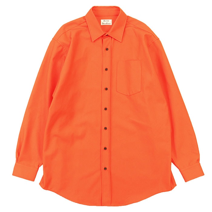 SALE【美品】ACNE STUDIOS アクネストゥディオズ シャツジャケット コットンギャバジン サイズ 48 メンズ ヘビーオンス ツイル ロングスリーブ 長袖 トップス アウター ハンガー付属 オレンジ 橙色 モロッコ製