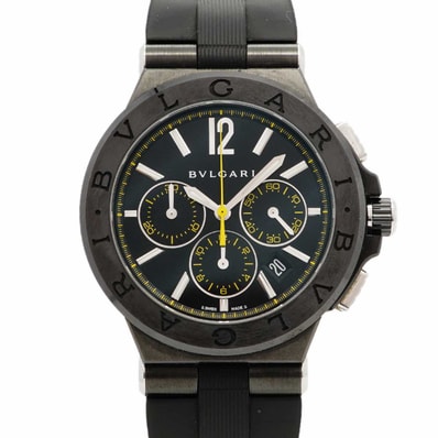 【6wdd0277】ブルガリ ディアゴノ ウルトラネロ クロノグラフ DG42BBSCVDCH/102161 黒文字盤【中古】腕時計 メンズ