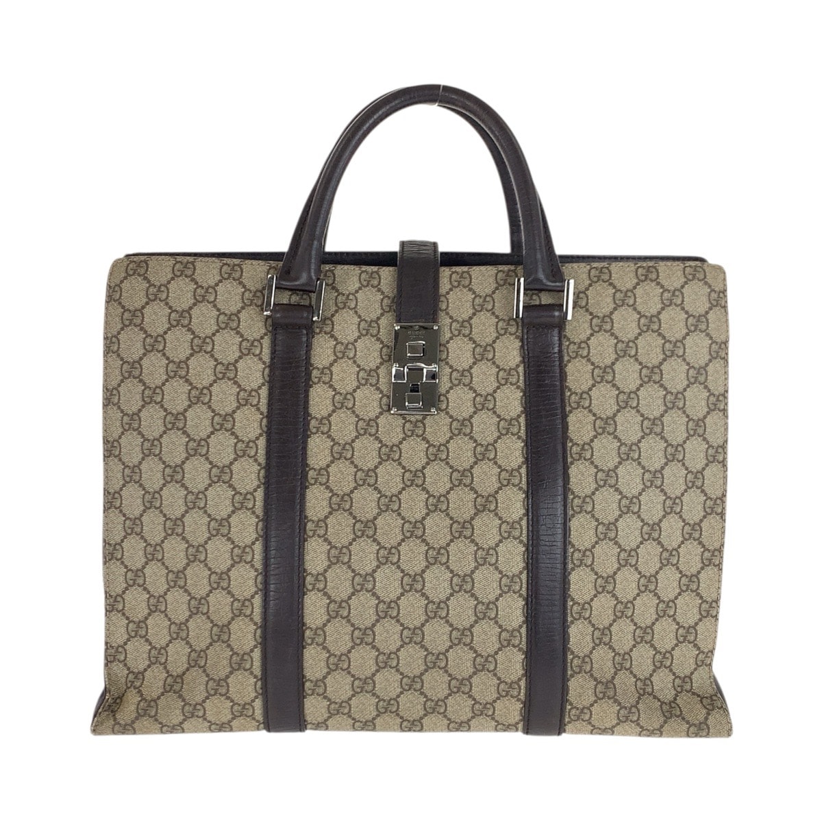 GUCCI グッチ ブラウン ベージュ GGスプリームキャンバス レザー/ ビジネスバッグ ハンドバッグ 600093 【中古】