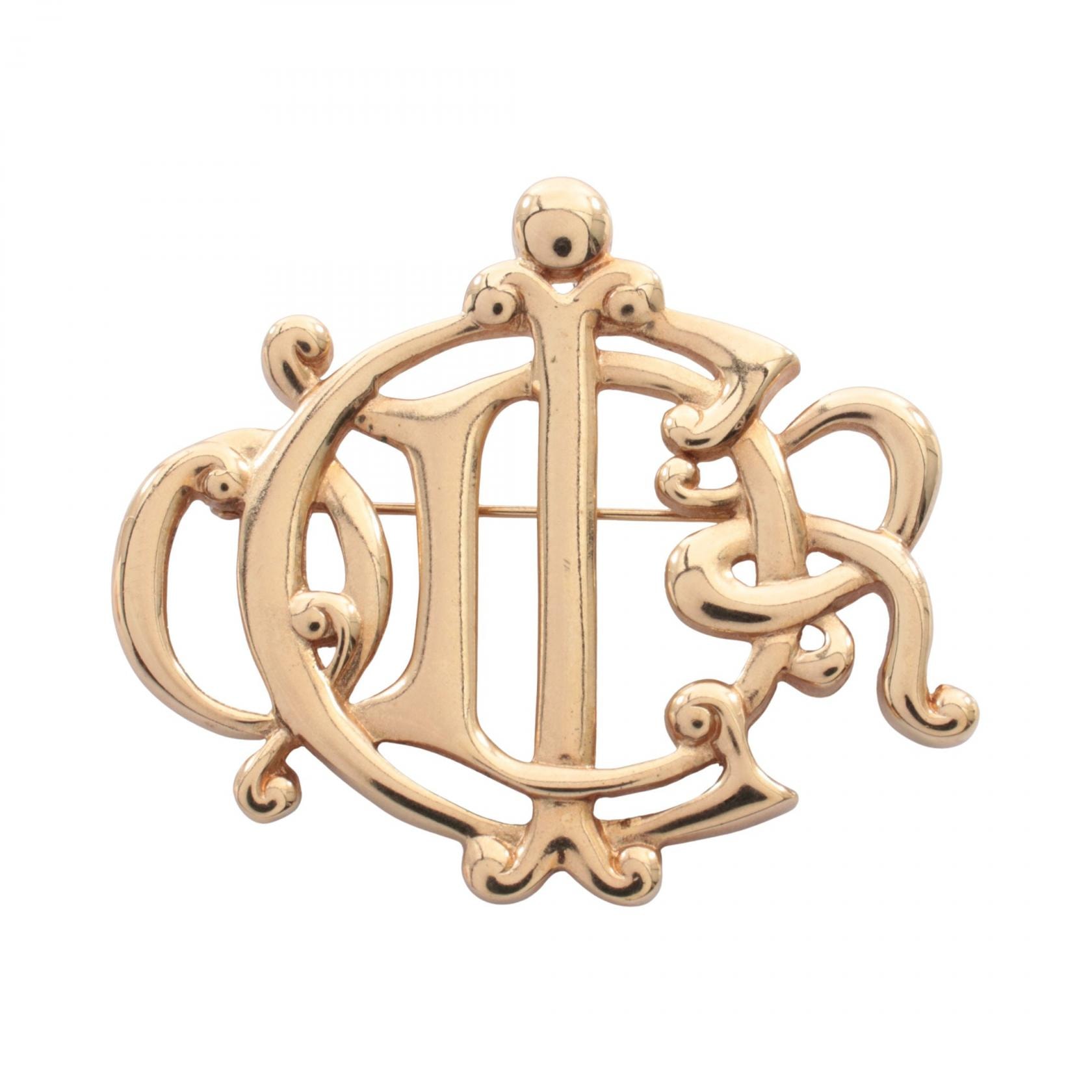 ディオール Dior エンブレムロゴ ブローチ アクセサリー GP(ゴールドメッキ) レディース ゴールド系 【中古】