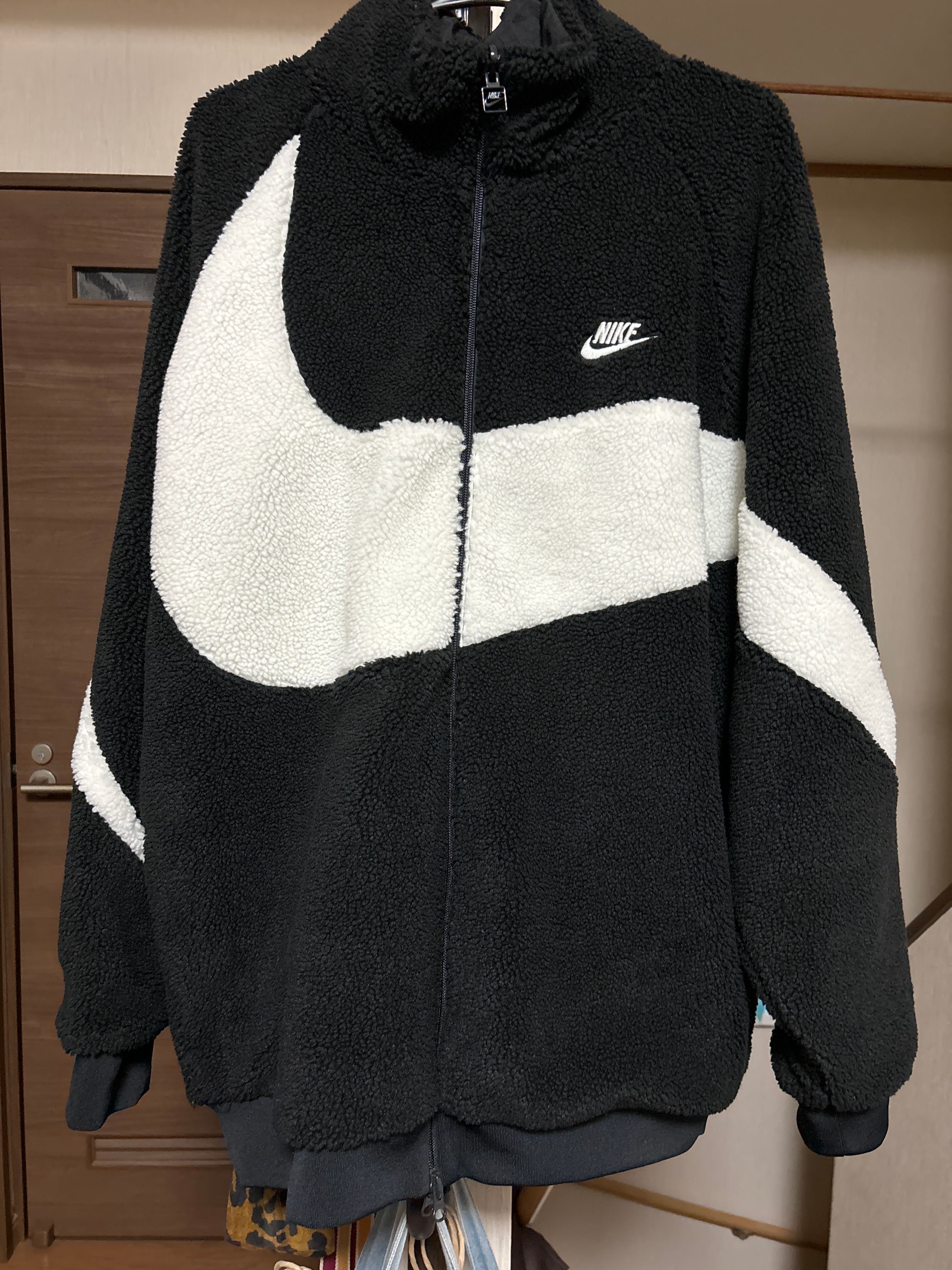 Nike Big Swoosh Reversible Boa Jacket "Black Sail"