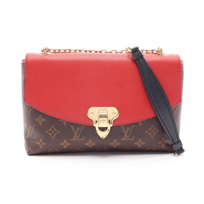 ルイ・ヴィトン LOUIS VUITTON サン プラシード モノグラム スリーズ ショルダーバッグ バッグ PVCコーティングキャンバス レザー レッド レディース ブラウン系 / レッド系 M43713 【中古】