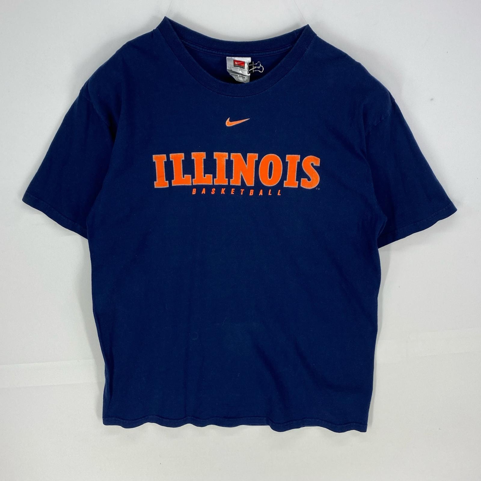 古着 ナイキ NIKE 半袖Tシャツ バスケットボール チームロゴ ショートスリーブ プリント L  ネイビー系 メンズ