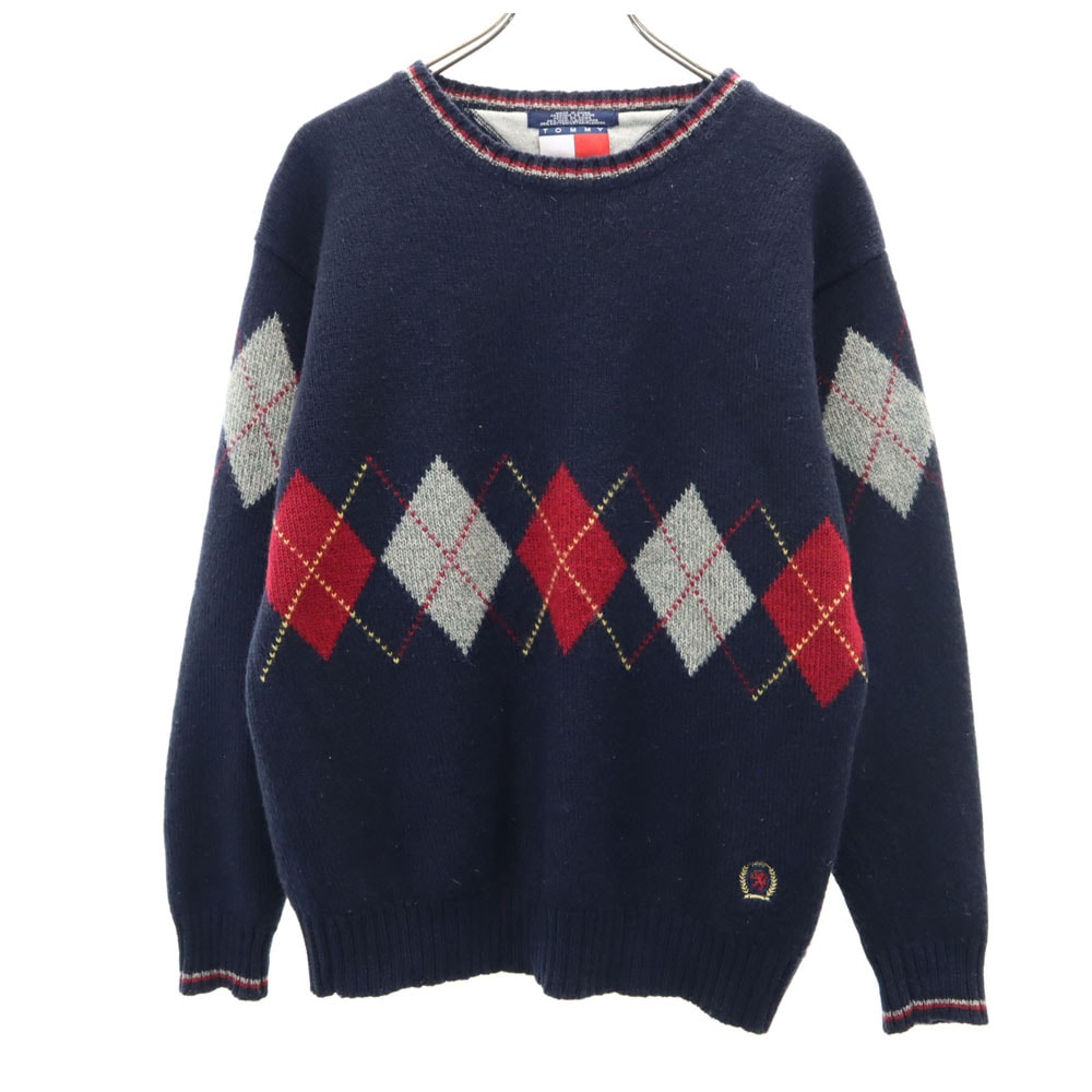 TOMMY HILFIGER トミーヒルフィガー 90s ウールブレンド オールド フラッグタグ 長袖 セーター L ネイビー ニット
