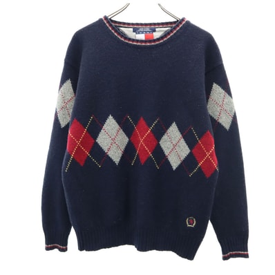 TOMMY HILFIGER トミーヒルフィガー 90s ウールブレンド オールド フラッグタグ 長袖 セーター L ネイビー ニット