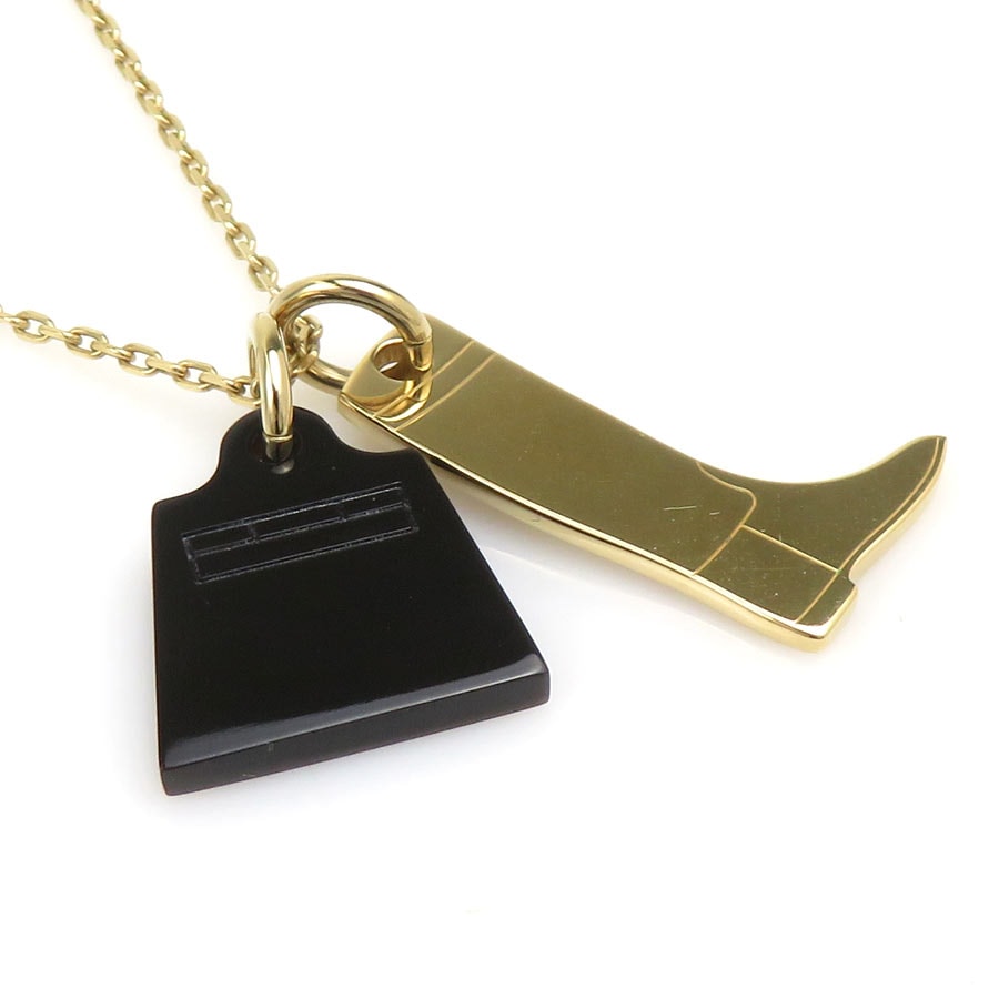 エルメス HERMES ネックレス アミュレット マロキニエ PM メタル/バッファローホーン ゴールド/ダークブラウン レディース【中古】 e62397i