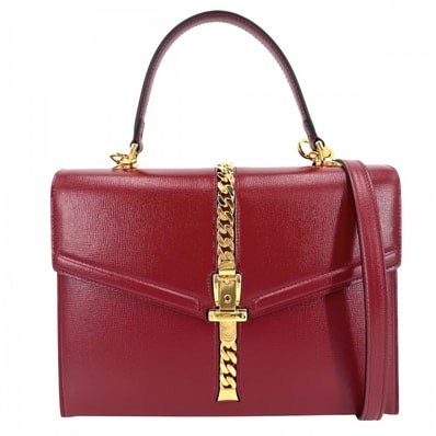 GUCCI グッチ 2WAY シルヴィ ハンドバッグ ショルダーバッグ 肩掛け 斜め掛け 602781 レザー レッド 赤 ゴールド金具 レディース【中古品】