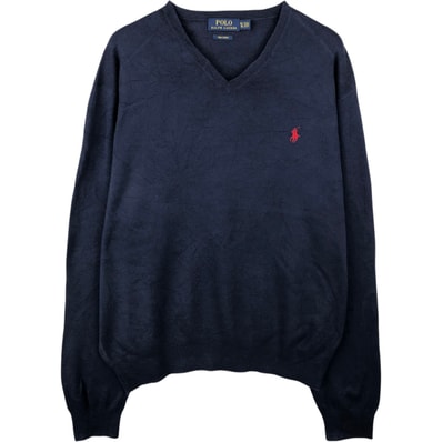 古着 ラルフローレン Ralph Lauren POLO RALPH LAUREN PIMA COTTON Vネック ピマコットンニットセーター メンズXL相当/eaa637190
