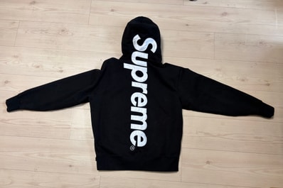 Supreme Satin Applique Hooded Sweatshirt "Black" (24FW)