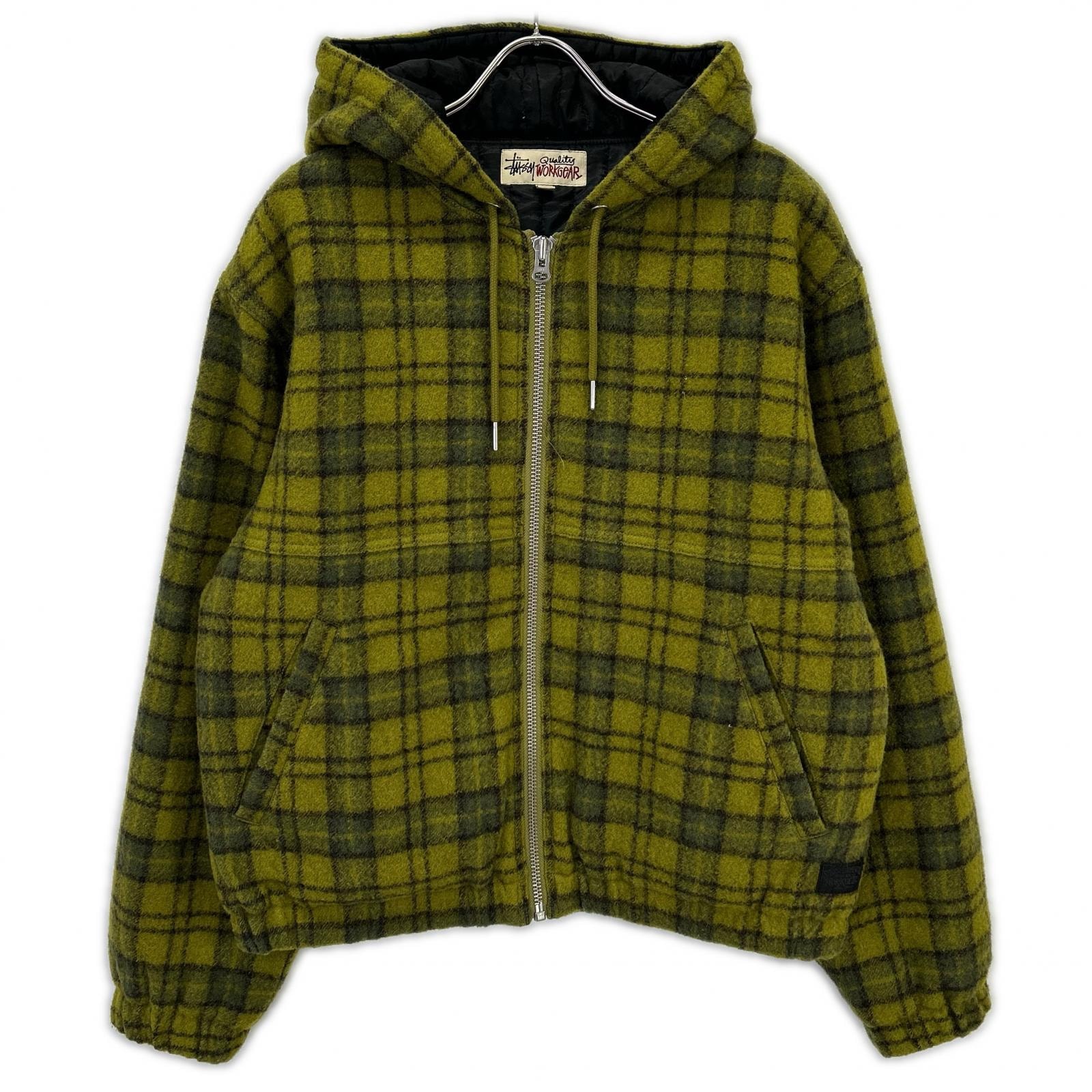 ステューシー 24AW 115811 グリーン チェック WOOL PLAID WORK JACKET M