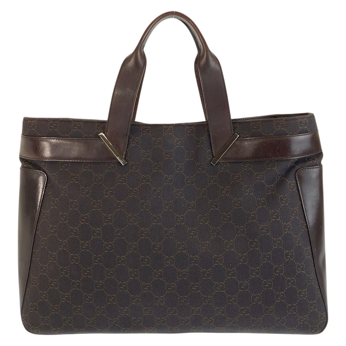 美品 GUCCI グッチ ブラウン GGキャンバス レザー/ トートバッグ ハンドバッグ 602942 【中古】